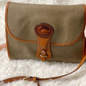 Vintage Dooney and Bourke Tan and Brown Leather Crossbody Purse Bag